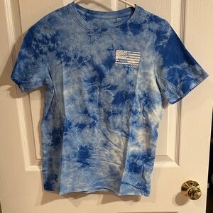 DSG Blue Tie-Dye Kids Tee with Flag Design